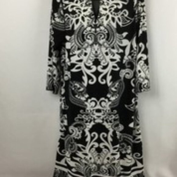 HAANI NY Black Stretch Boarder Shift Boat Neck Dress Long Sleeve Sz. 2X New WT - Picture 1 of 4